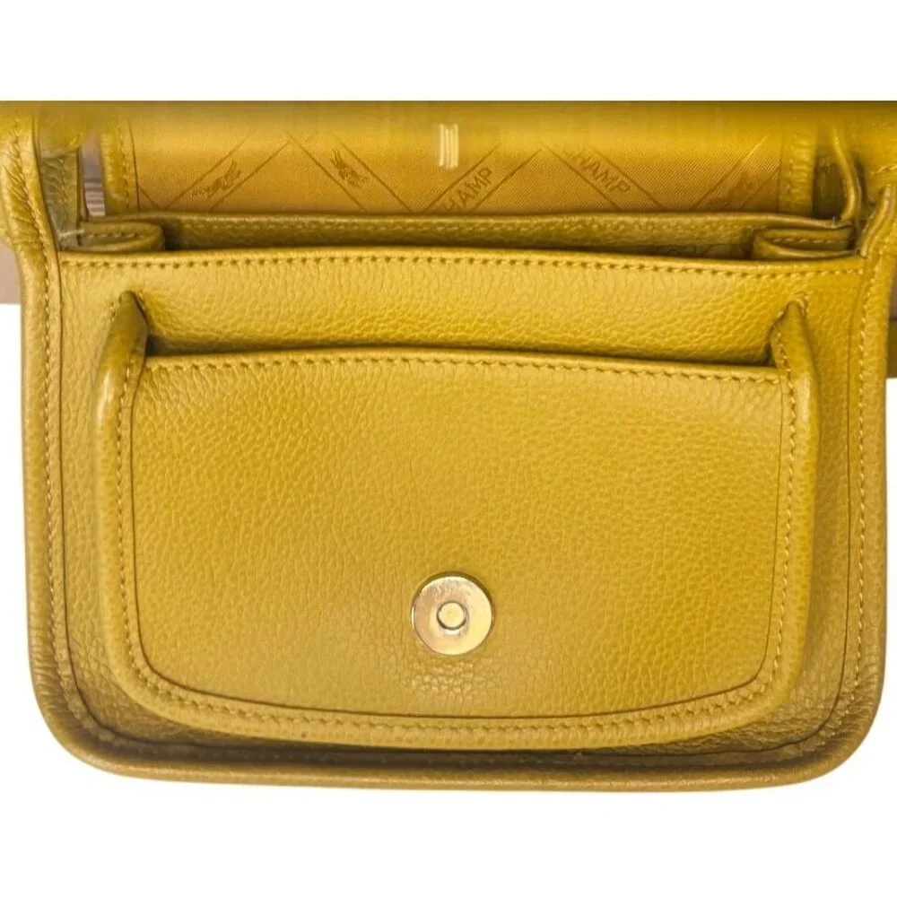Longchamp Le Foulonné Mimosa Yellow Leather Crossbody Bag Adjustable Strap - Picture 6 of 16